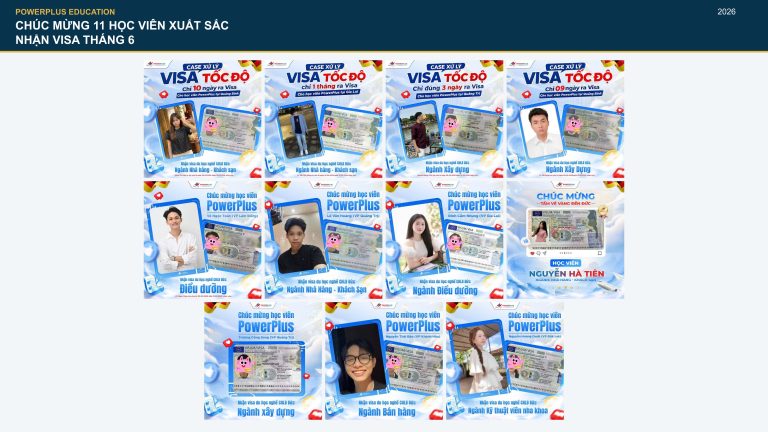 Collage đủ 11 học viên xuất sắc nhận visa tháng 6
