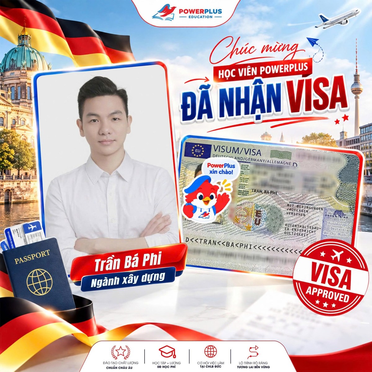 Trần Bá Phi nhận Visa Đức ngành Xây dựng cùng PowerPlus